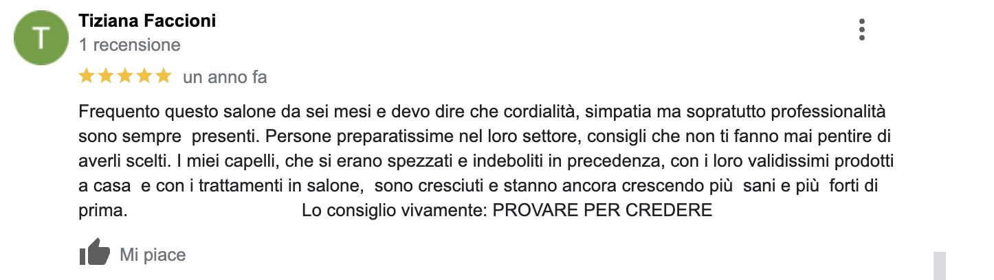 recesione-cliente_luxuryhair_center_spa_tricologia_verona_sanguinetto_alopecia_diramazione