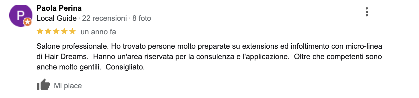 recesione-cliente_luxuryhair_center_spa_tricologia_verona_sanguinetto_alopecia_diramazione